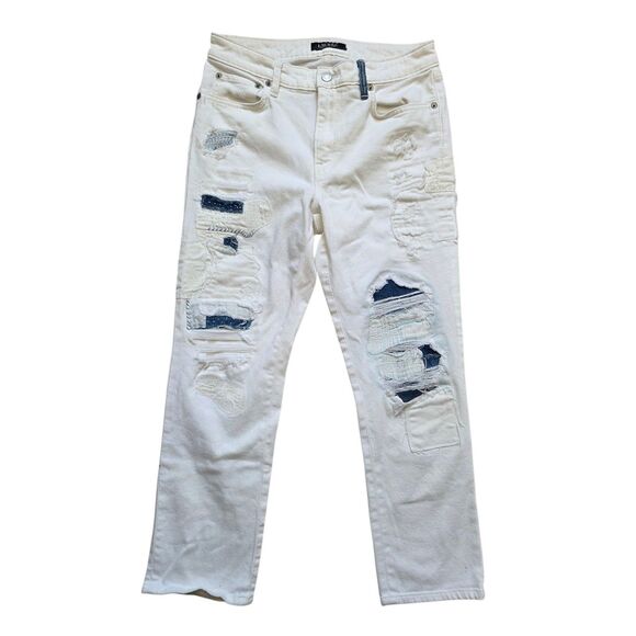 Lauren Ralph Lauren Women's Patchwork Straight Pants White Wash Size 30"x23" - Picture 1 of 9